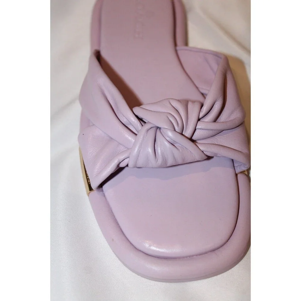 Coach Brooklyn Leather Sandals Violet Lilac Purple Twist Knot Slides Women's  7